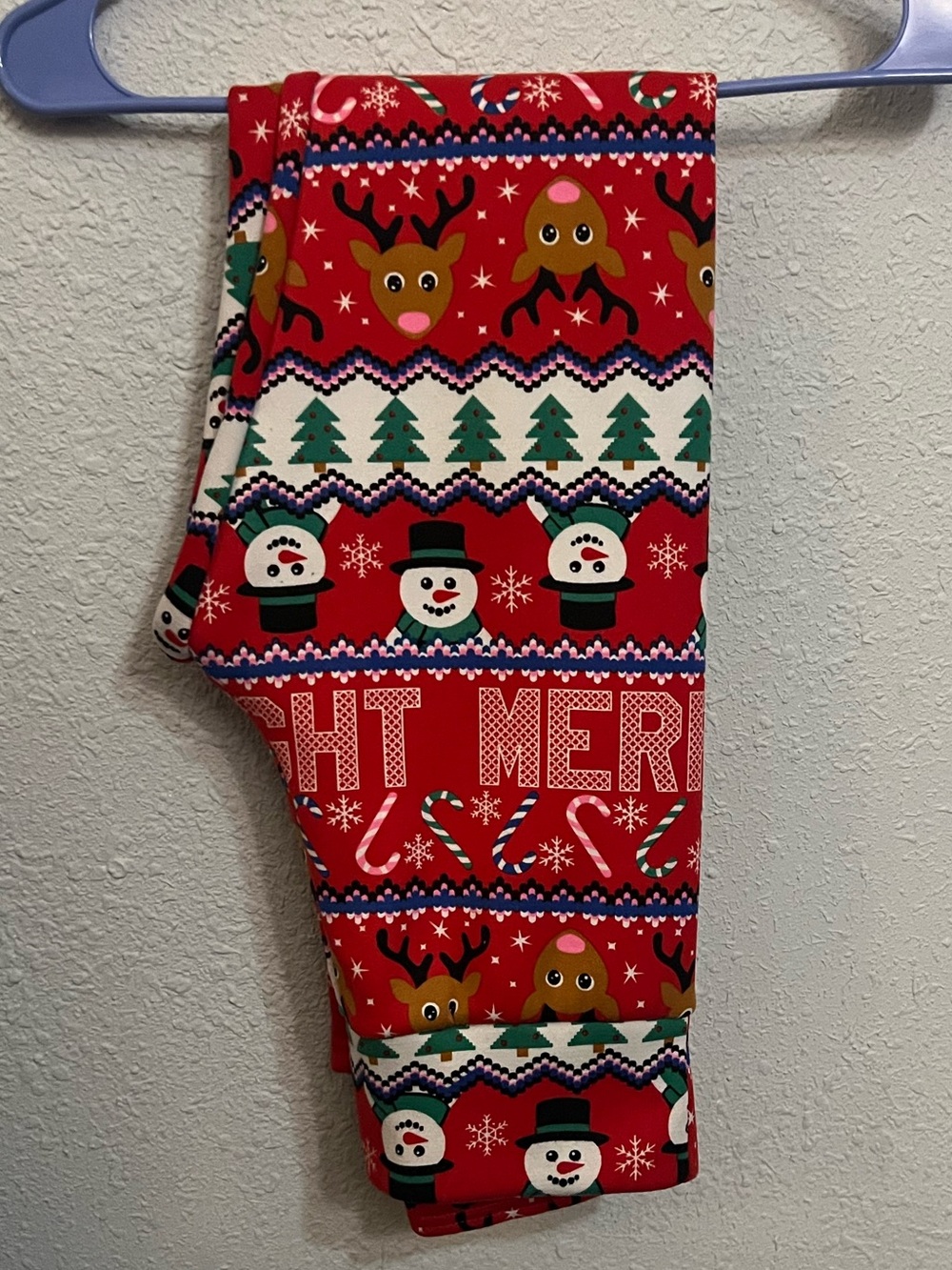 No Boundaries Christmas Leggings M 7-9 Reindeer Snowman Holiday Print